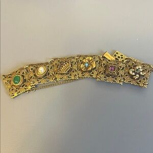 Vintage Goldette Gold and Gemstone Bracelet
